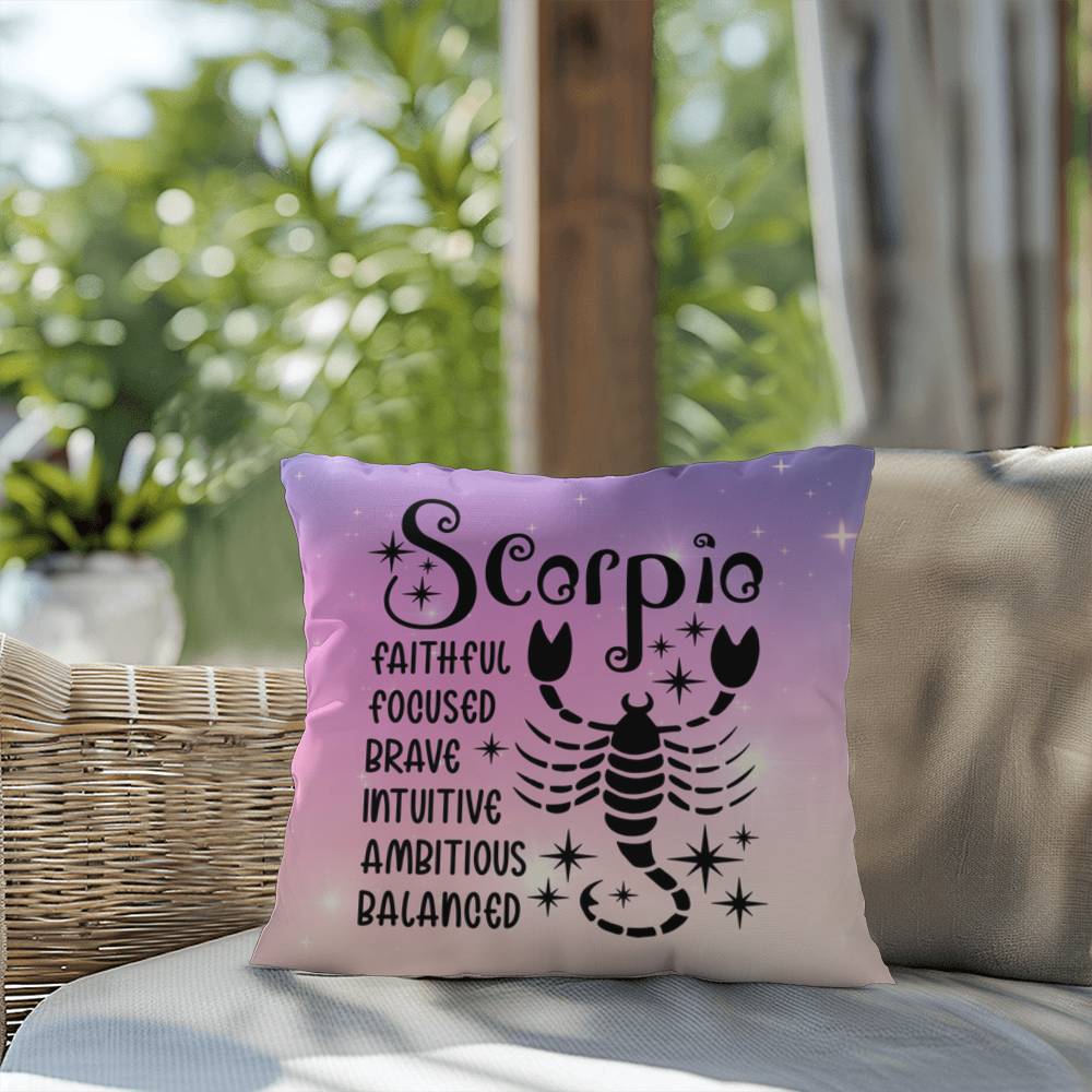 Scorpio zodiac pillow with intense celestial design for bold astrology fans