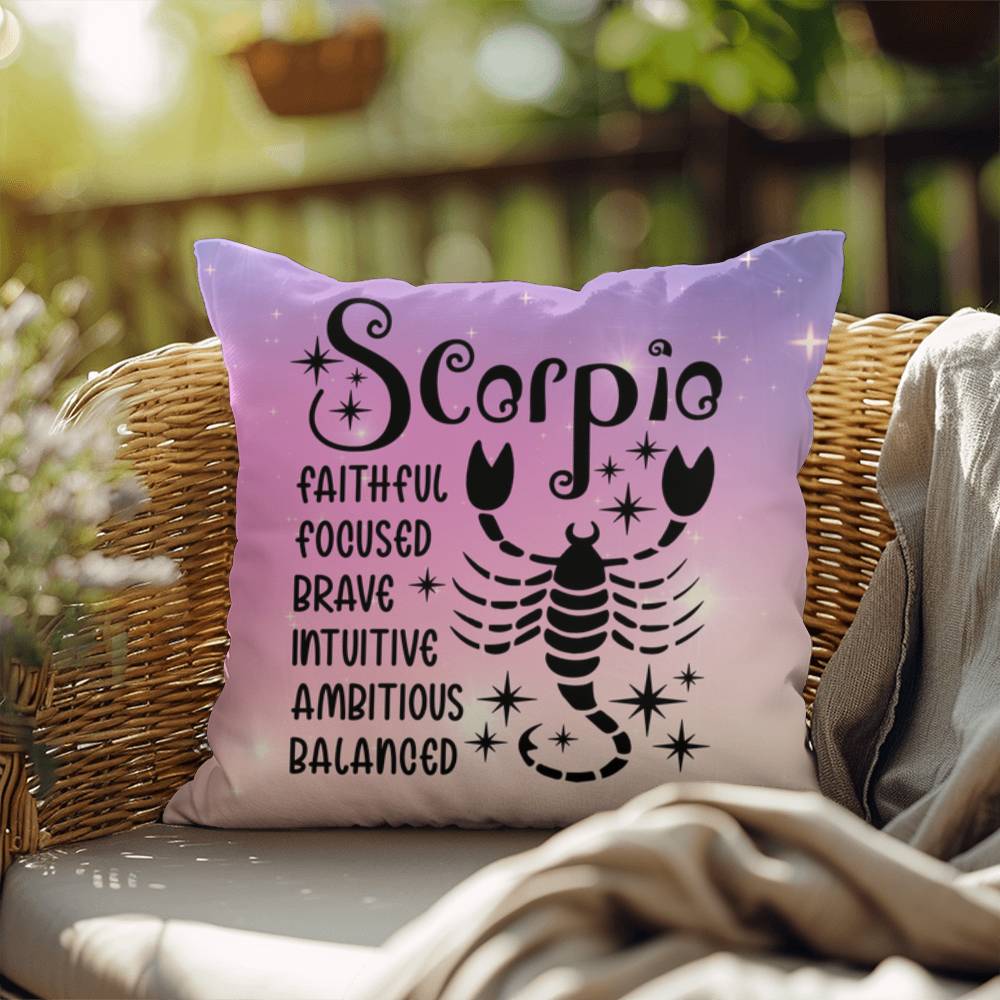 Scorpio zodiac pillow with intense celestial design for bold astrology fans