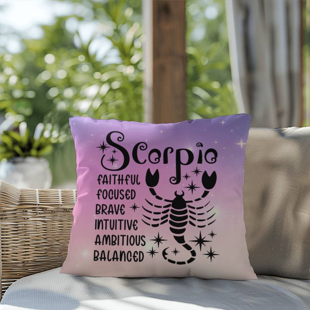 Scorpio zodiac pillow with intense celestial design for bold astrology fans