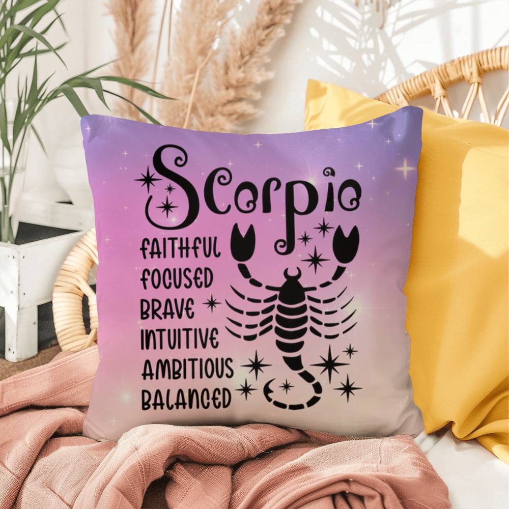 Scorpio zodiac pillow with intense celestial design for bold astrology fans