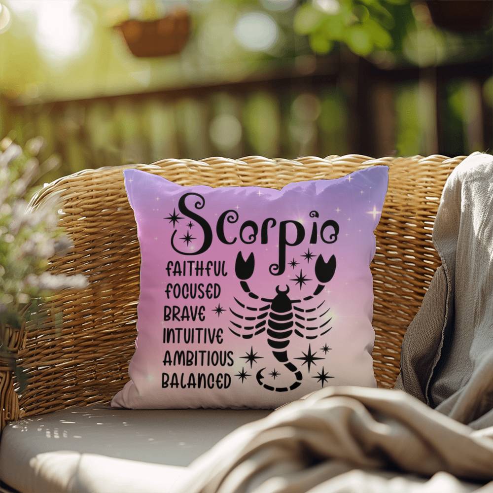 Scorpio zodiac pillow with intense celestial design for bold astrology fans