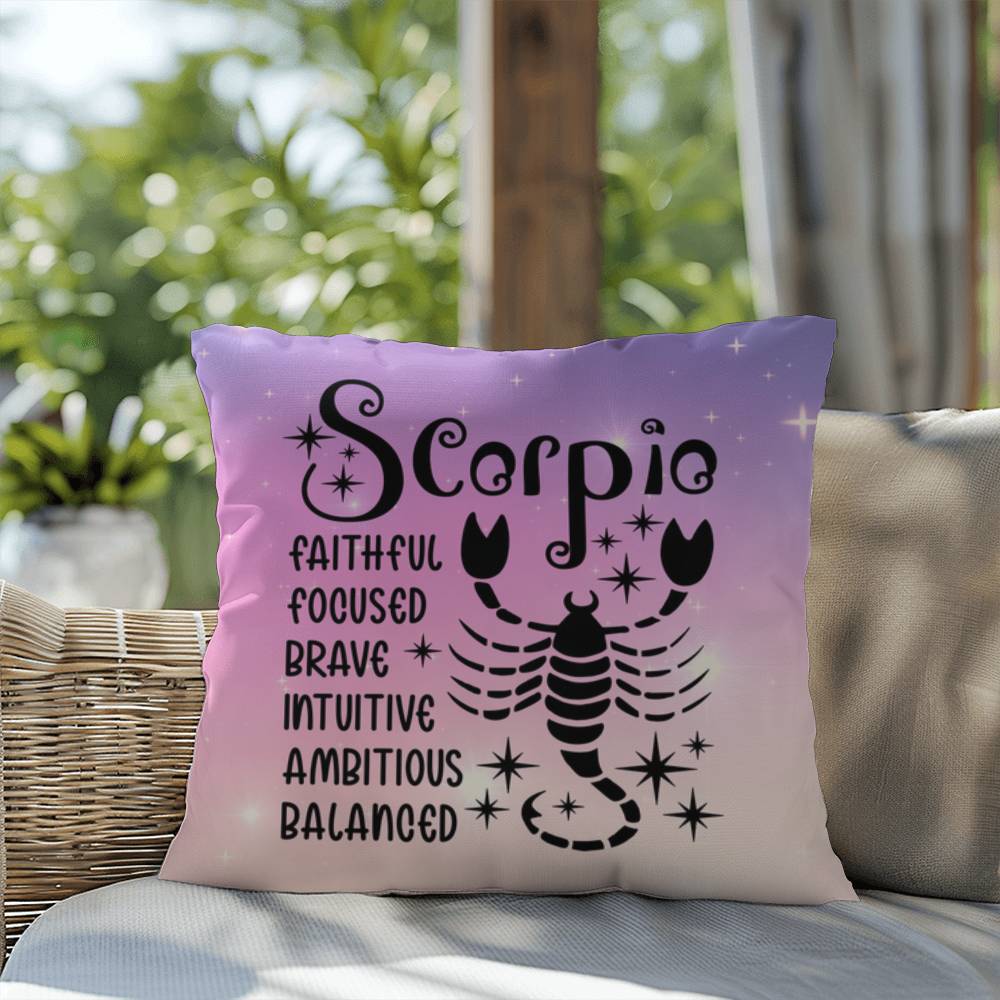 Scorpio zodiac pillow with intense celestial design for bold astrology fans