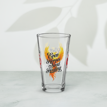Even Heroes Need Healing firefighter pint glass supporting mental health and recovery for first responders