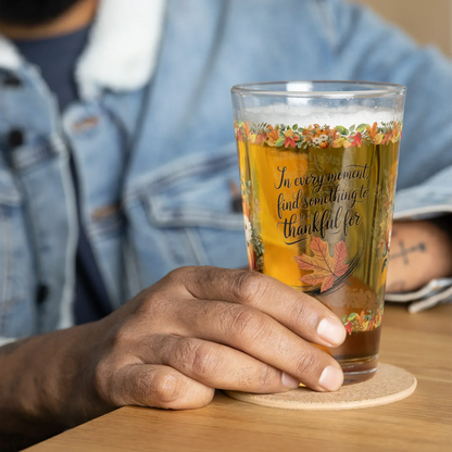 Shop our premium in every moment find something thanksgiving pint glass 16oz from MySisterIsASurvivor.