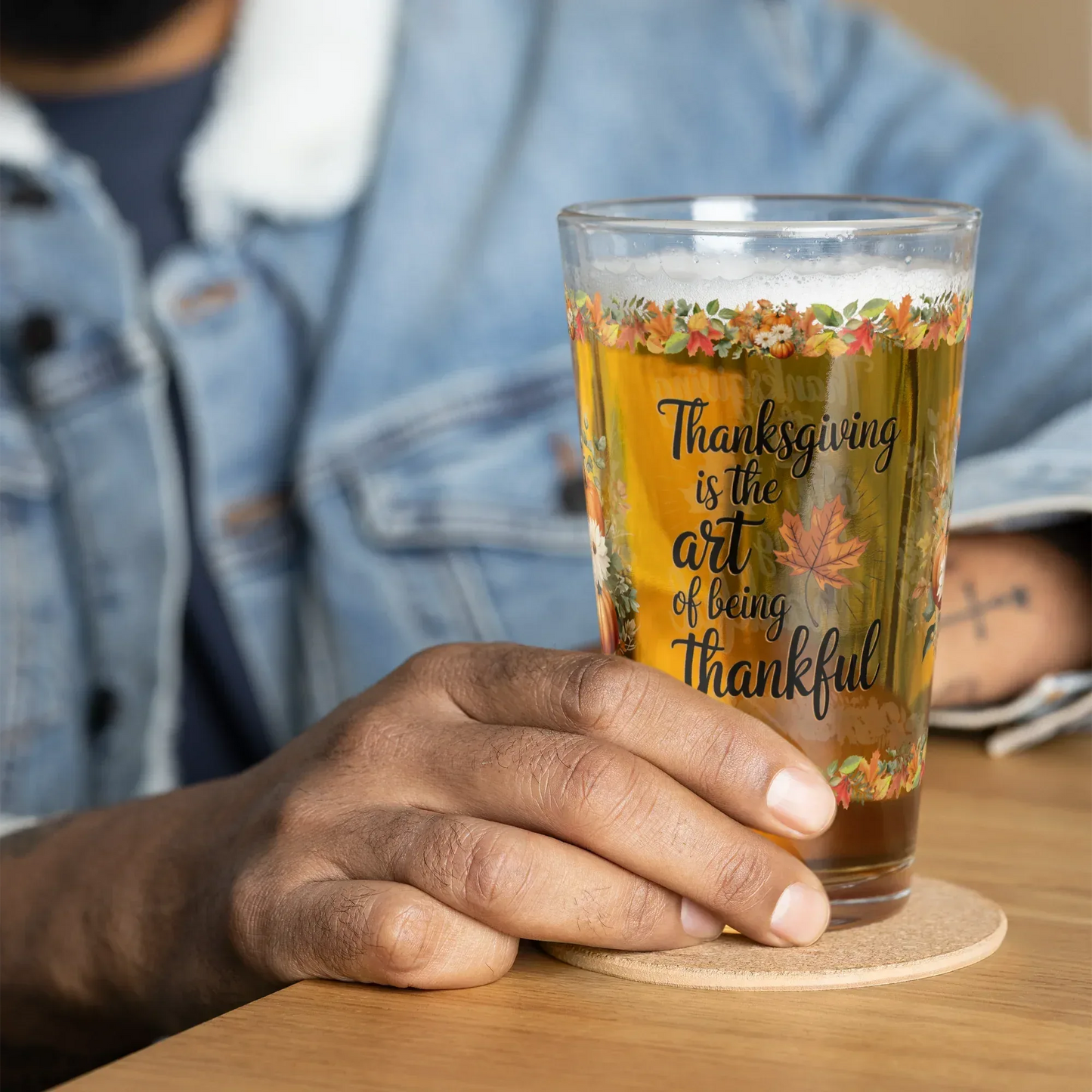 Shop our premium thanksgiving is the art thanksgiving pint glass 16oz from MySisterIsASurvivor.
