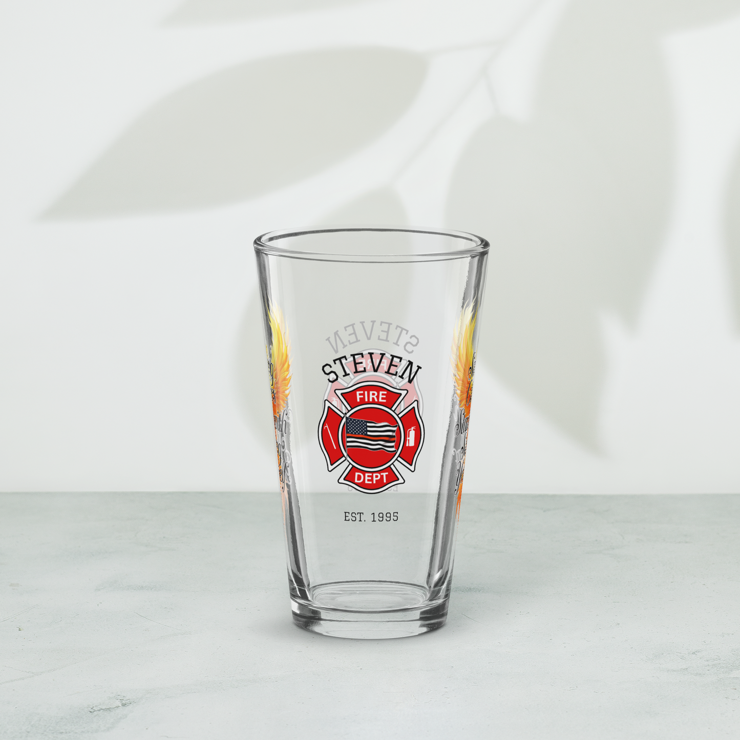 Saving Others Starts With Saving Yourself firefighter pint glass promoting firefighter self-care and healing