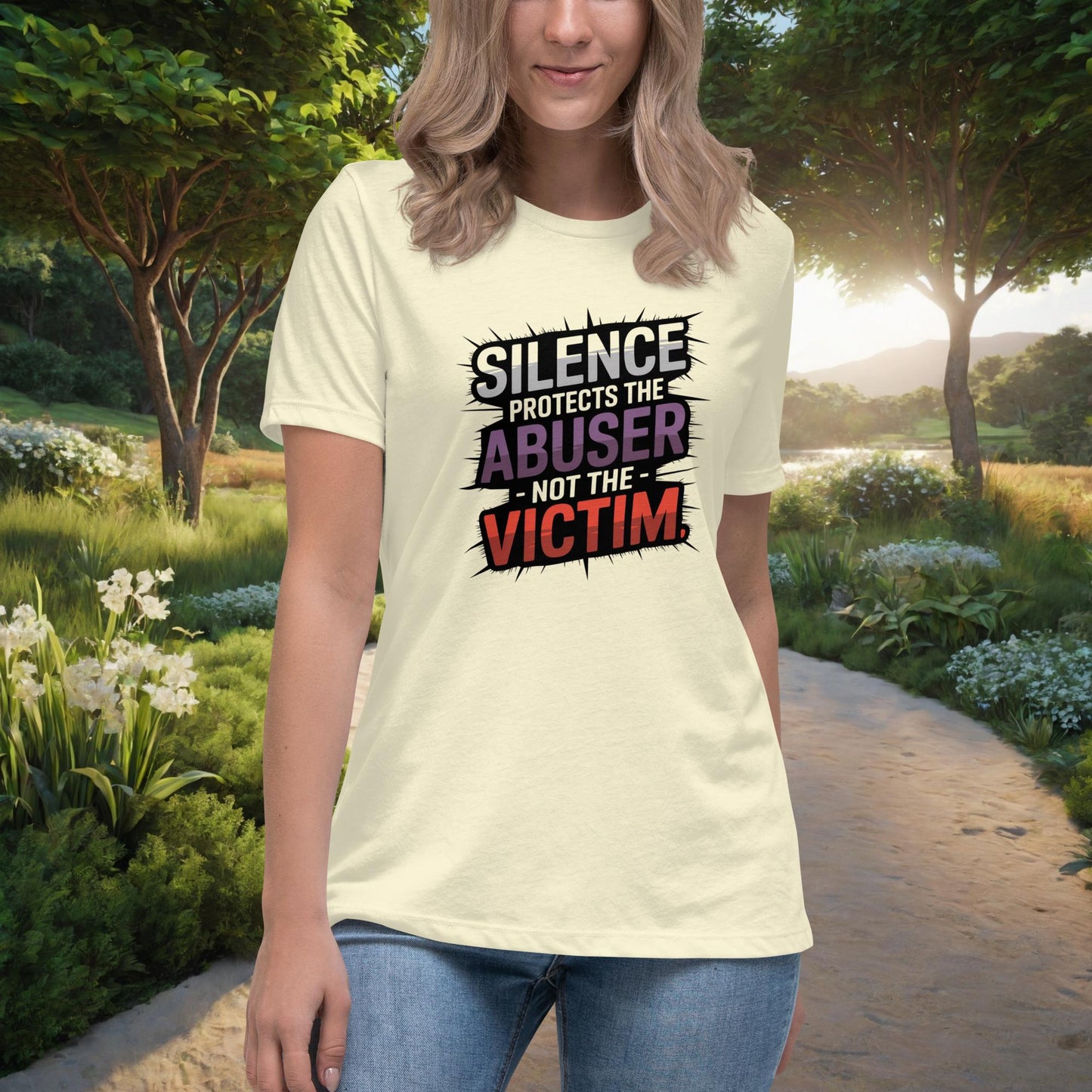 Silence Protects The Abuser Women's Relaxed T-Shirt, Personalized Speak Out Against Domestic Violence & Abuse Shirt - MySisterIsASurvivor