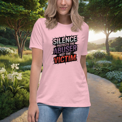 Silence Protects The Abuser Women's Relaxed T-Shirt, Personalized Speak Out Against Domestic Violence & Abuse Shirt - MySisterIsASurvivor