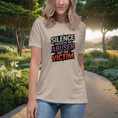 Silence Protects The Abuser Women's Relaxed T-Shirt, Personalized Speak Out Against Domestic Violence & Abuse Shirt - MySisterIsASurvivor