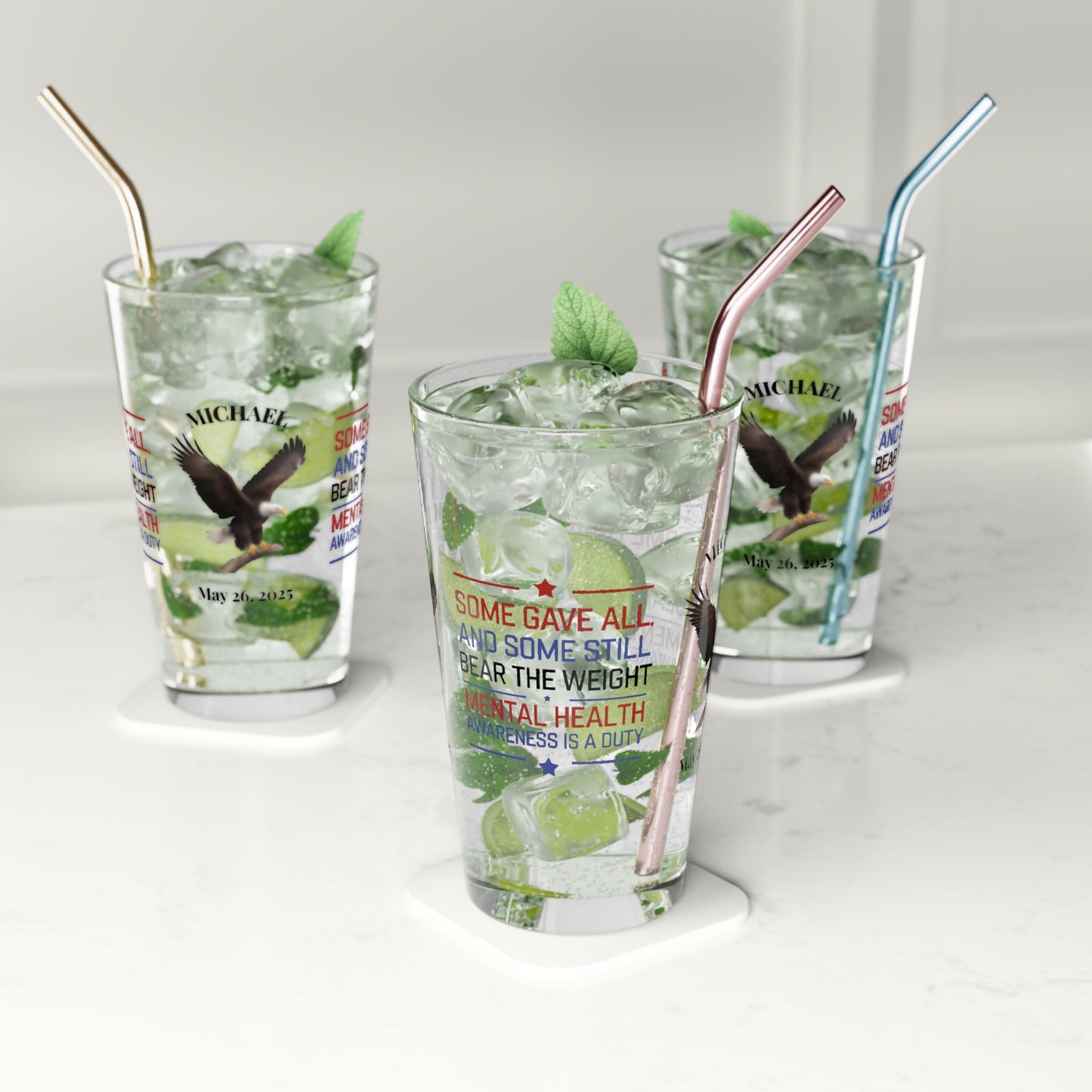Some Gave All pint glass - patriotic Memorial Day tribute glass for honoring fallen soldiers