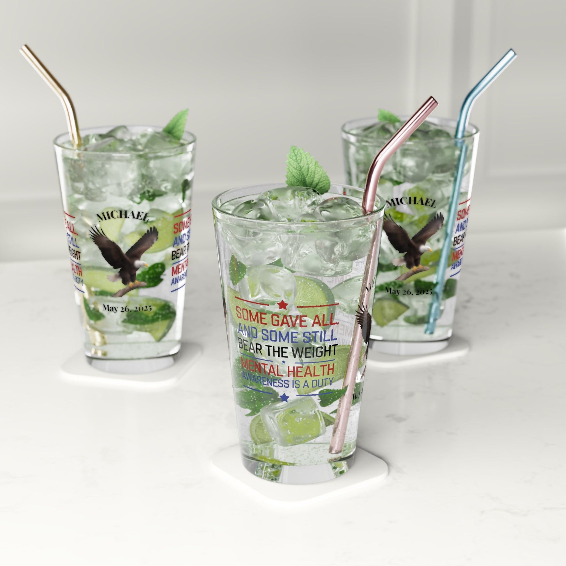 Some Gave All pint glass - patriotic Memorial Day tribute glass for honoring fallen soldiers