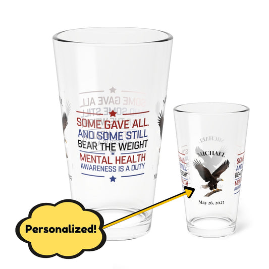 Some Gave All pint glass - patriotic Memorial Day tribute glass for honoring fallen soldiers
