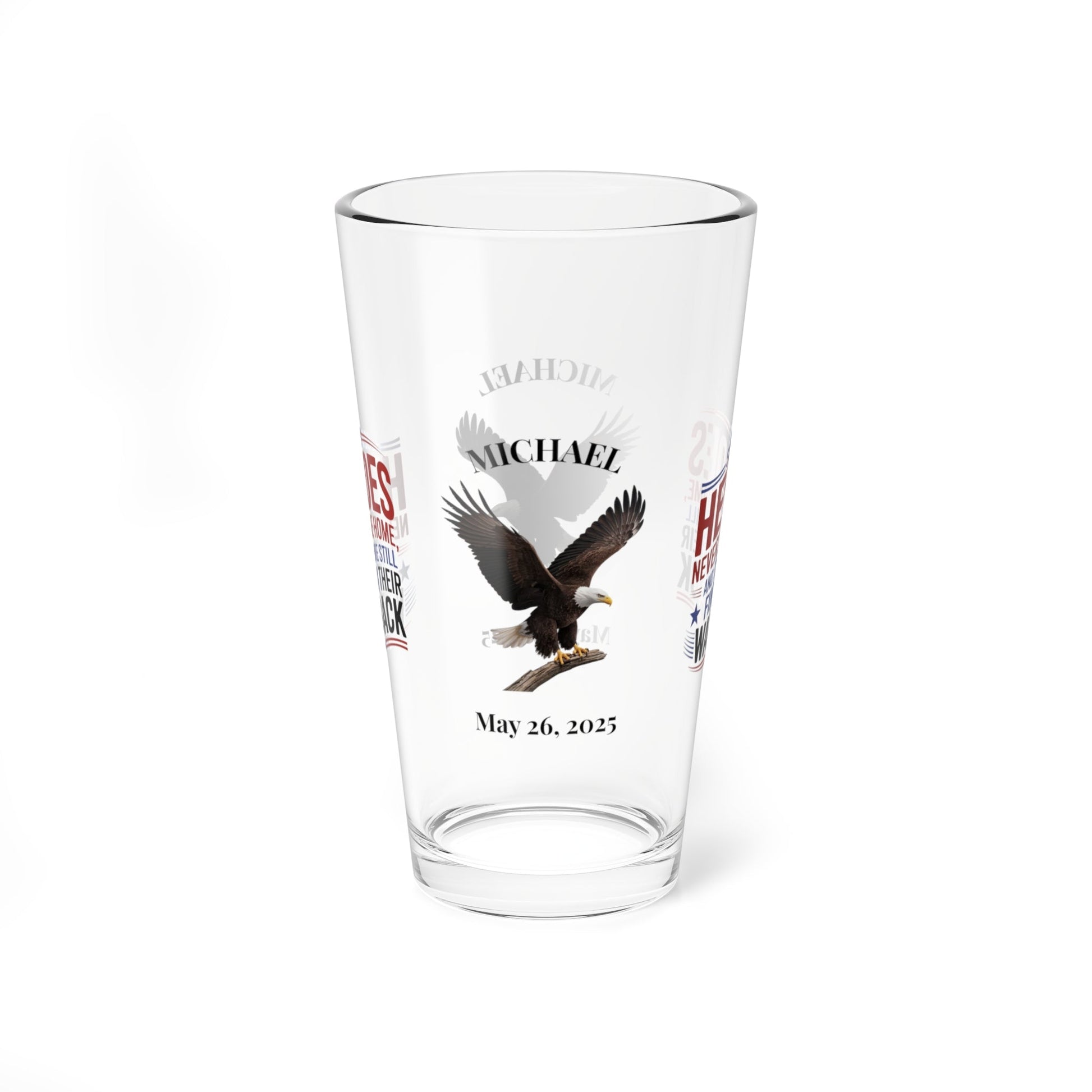 Some Heroes Never Came Home pint glass - engraved military remembrance gift for veterans and families