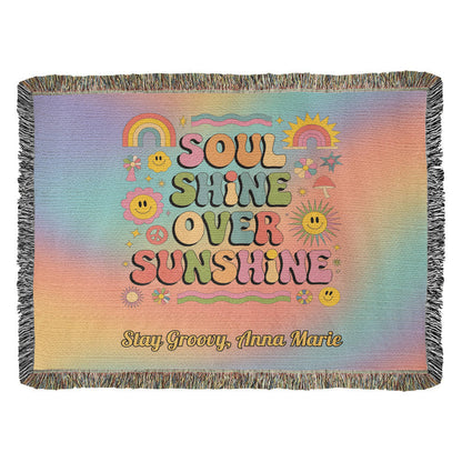 Soul Shine Over Sunshine Blanket - Retro Throw for Self - Love & Emotional Wellness - MySisterIsASurvivor