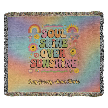 Soul Shine Over Sunshine Blanket - Retro Throw for Self - Love & Emotional Wellness - MySisterIsASurvivor
