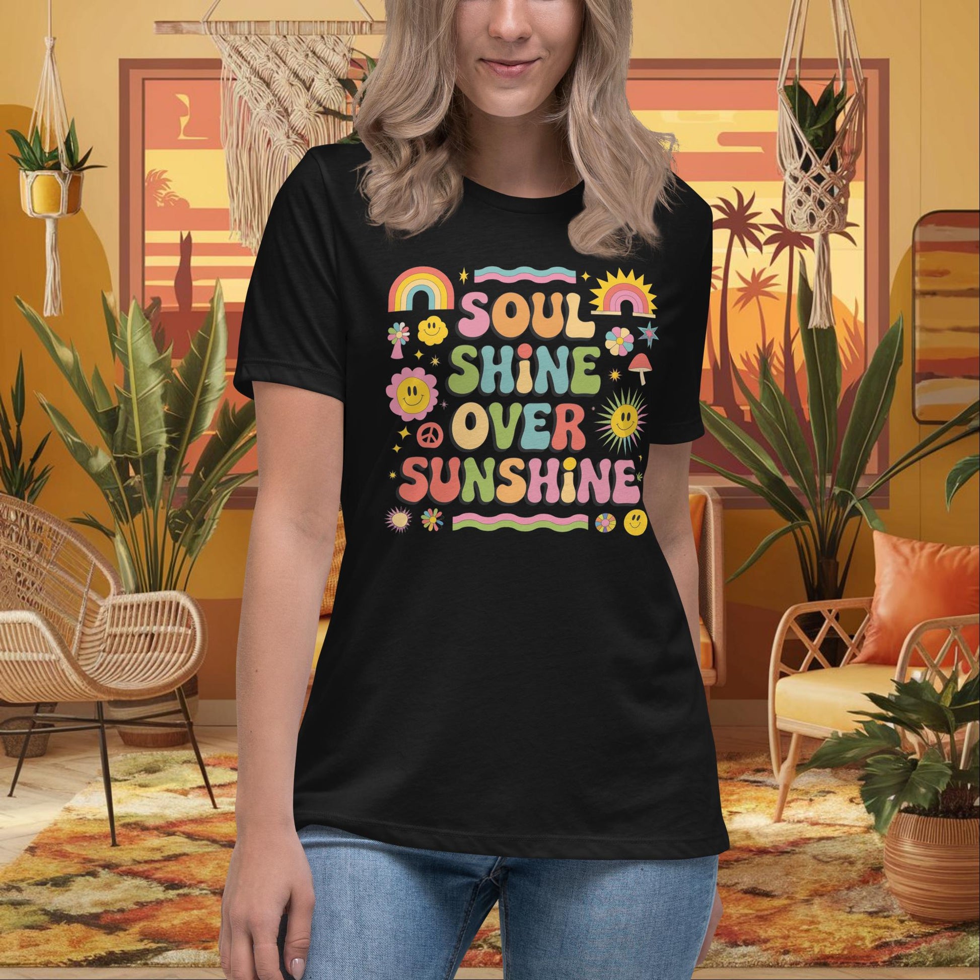 Soul Shine Over Sunshine Women’s Relaxed T-Shirt - Spiritual Wellness Tee - MySisterIsASurvivor