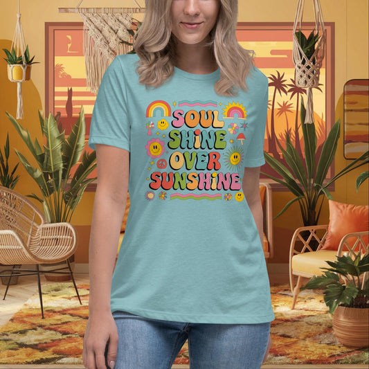 Soul Shine Over Sunshine Women’s Relaxed T-Shirt - Spiritual Wellness Tee - MySisterIsASurvivor