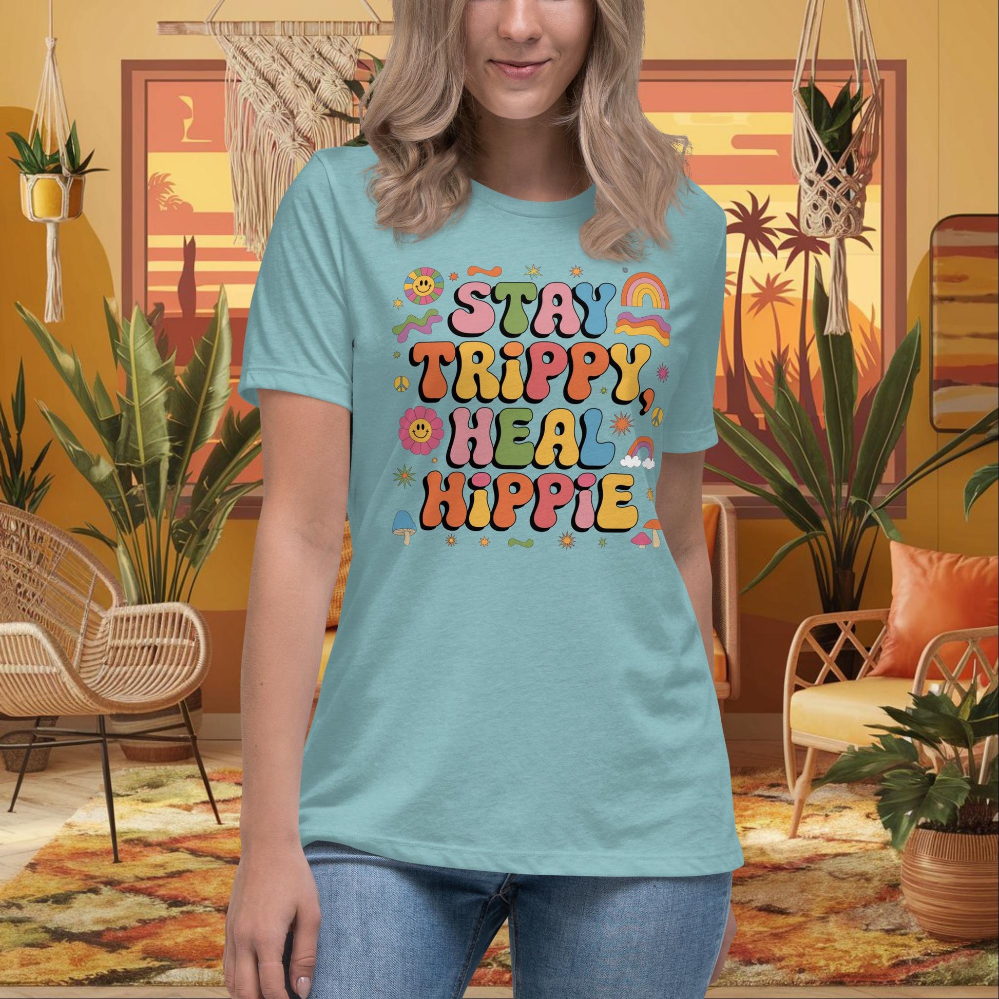 Stay Trippy, Heal Hippie Women’s Relaxed T-Shirt - Healing & Support Shirt - MySisterIsASurvivor