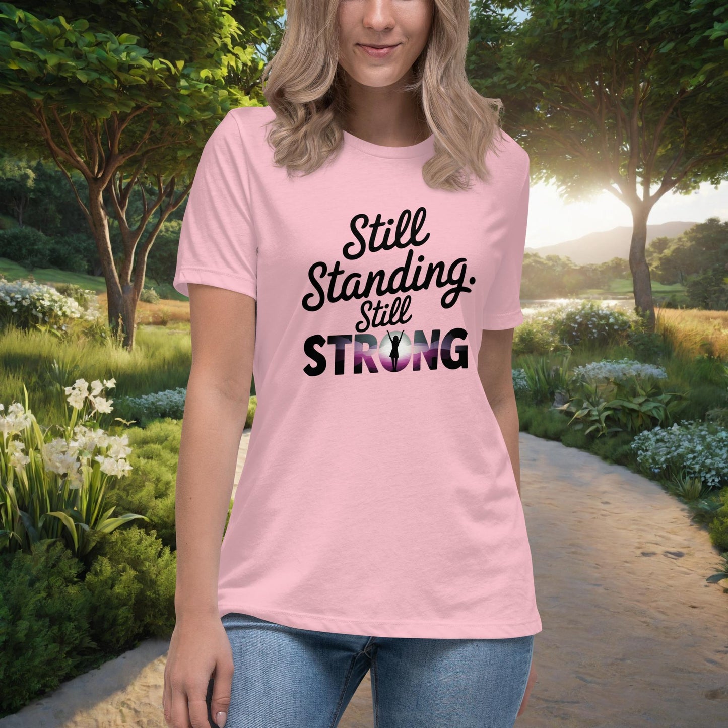 Still Standing Still Strong Women’s Relaxed T-Shirt, Empowerment for Domestic Violence Survivors