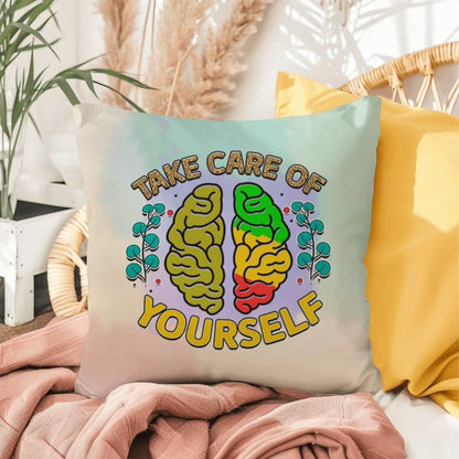Shop our premium take care of yourself indoor outdoor pillow from MySisterIsASurvivor.