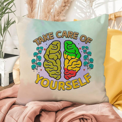 Shop our take care of yourself indoor outdoor pillow featuring the 16" x 16" style option from MySisterIsASurvivor.