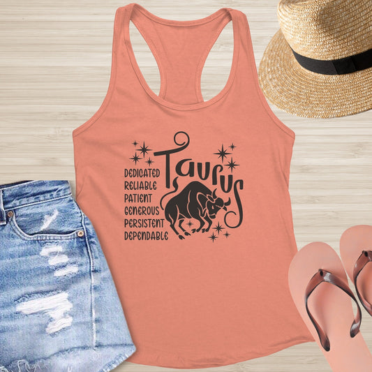 Taurus Racerback Tank - Grounding Zodiac Tank for Mental Clarity & Resilience - MySisterIsASurvivor