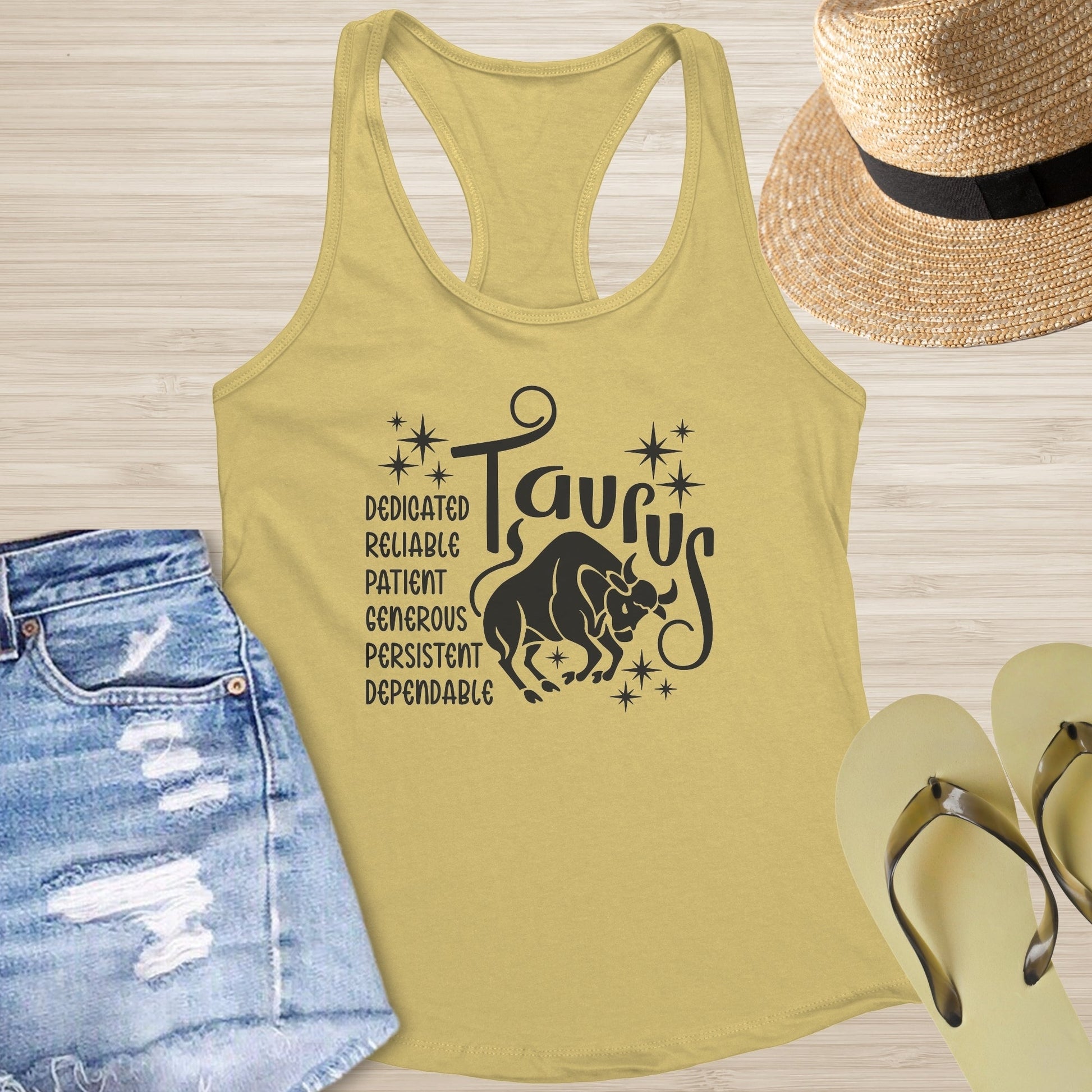 Taurus Racerback Tank - Grounding Zodiac Tank for Mental Clarity & Resilience - MySisterIsASurvivor