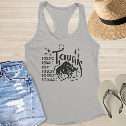 Taurus Racerback Tank - Grounding Zodiac Tank for Mental Clarity & Resilience - MySisterIsASurvivor