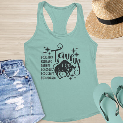 Taurus Racerback Tank - Grounding Zodiac Tank for Mental Clarity & Resilience - MySisterIsASurvivor