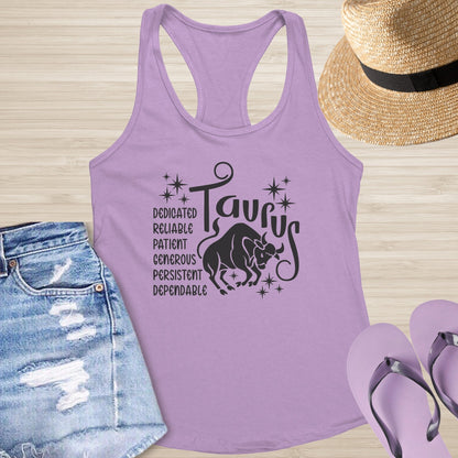 Taurus Racerback Tank - Grounding Zodiac Tank for Mental Clarity & Resilience - MySisterIsASurvivor