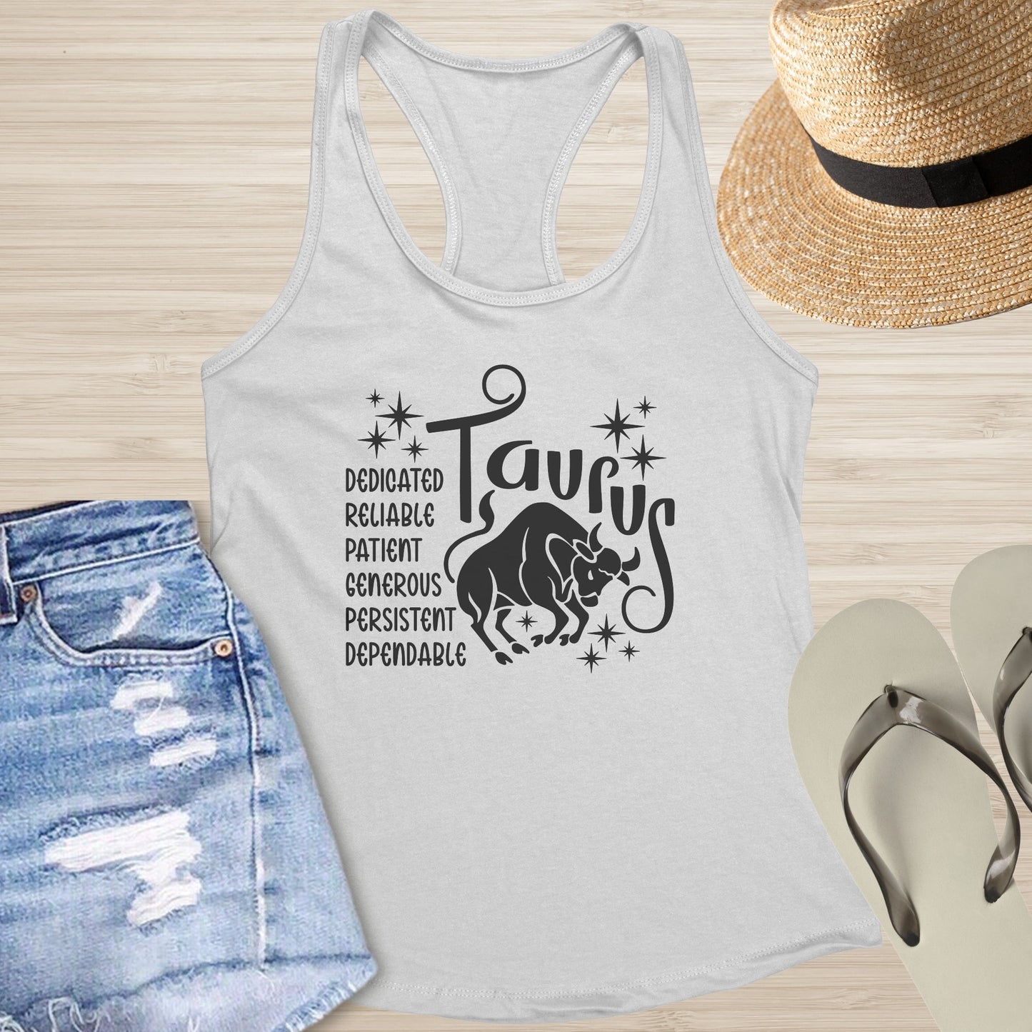 Taurus Racerback Tank - Grounding Zodiac Tank for Mental Clarity & Resilience - MySisterIsASurvivor