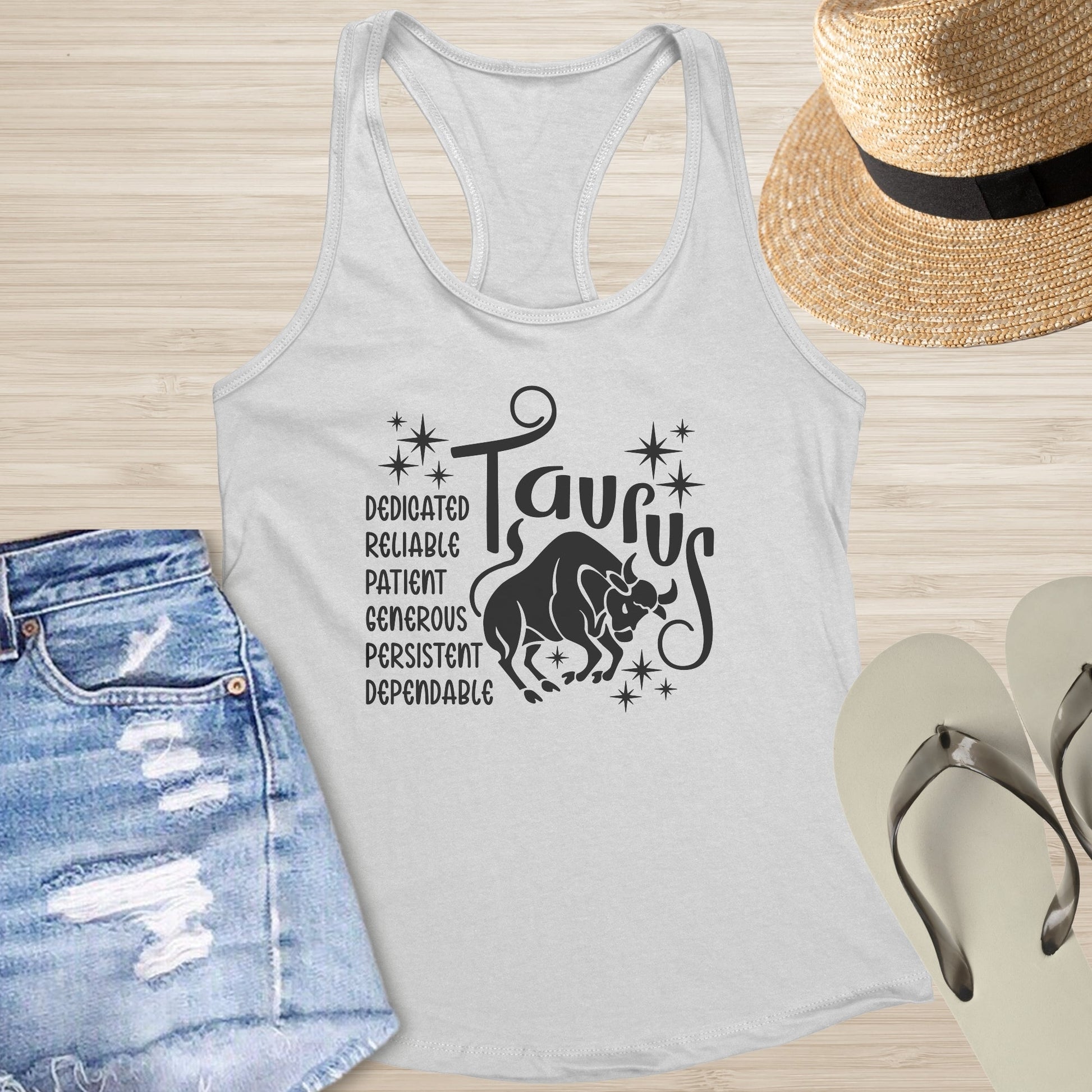 Taurus Racerback Tank - Grounding Zodiac Tank for Mental Clarity & Resilience - MySisterIsASurvivor