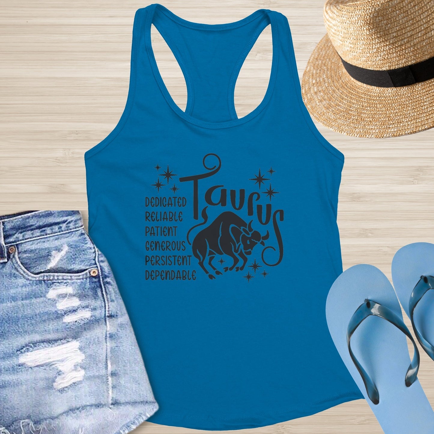 Taurus Racerback Tank - Grounding Zodiac Tank for Mental Clarity & Resilience - MySisterIsASurvivor