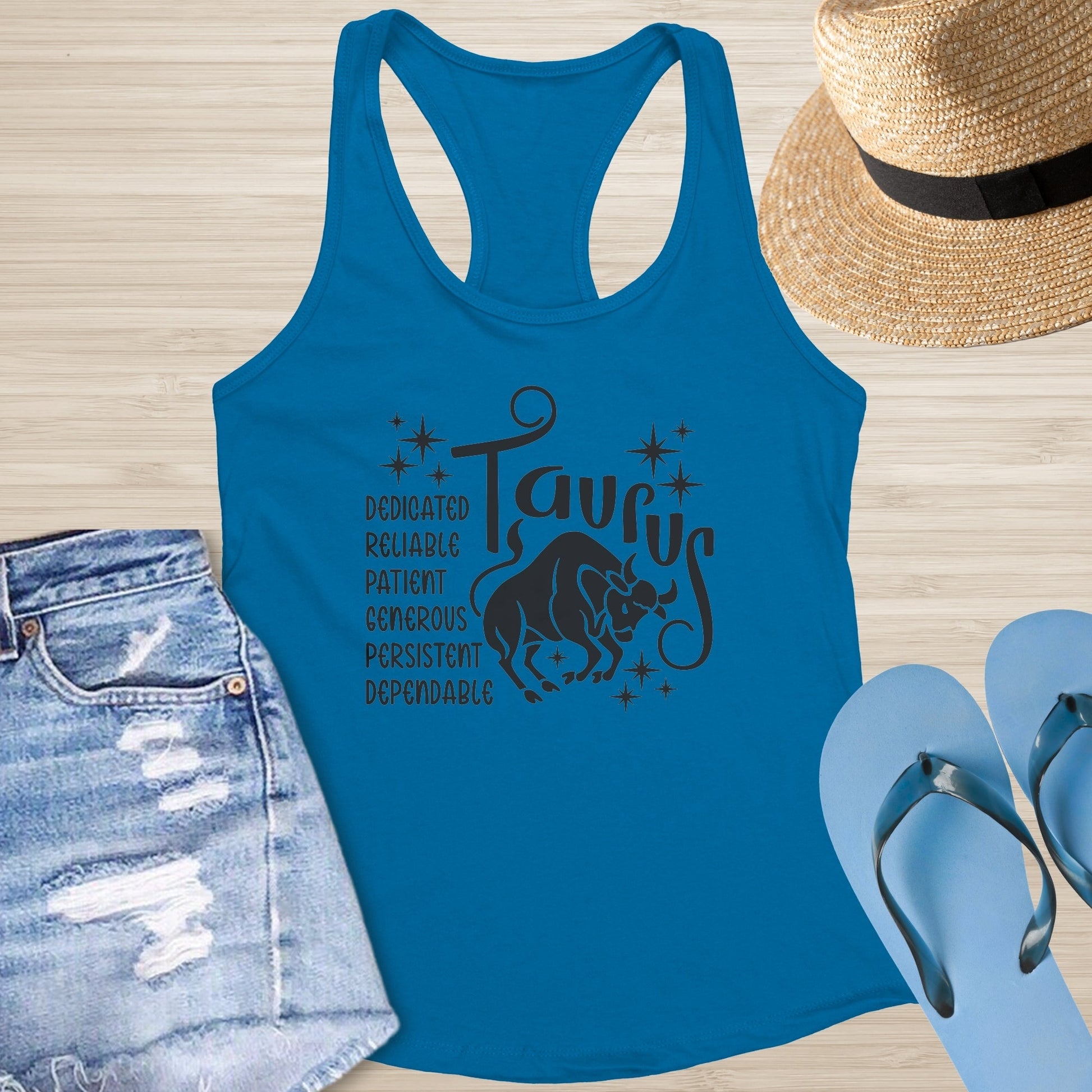 Taurus Racerback Tank - Grounding Zodiac Tank for Mental Clarity & Resilience - MySisterIsASurvivor