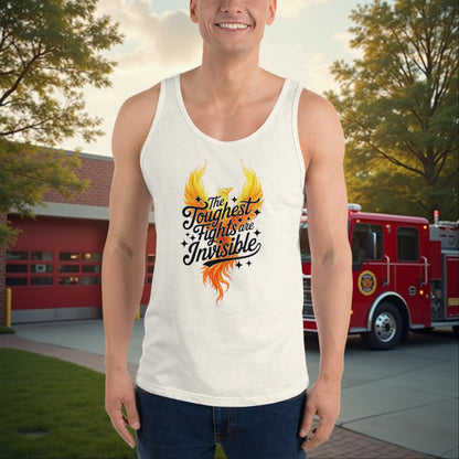 The Toughest Fights Are Invisible - Custom Firefighter PTSD Awareness Tank, Mental Health Support Shirt - MySisterIsASurvivor
