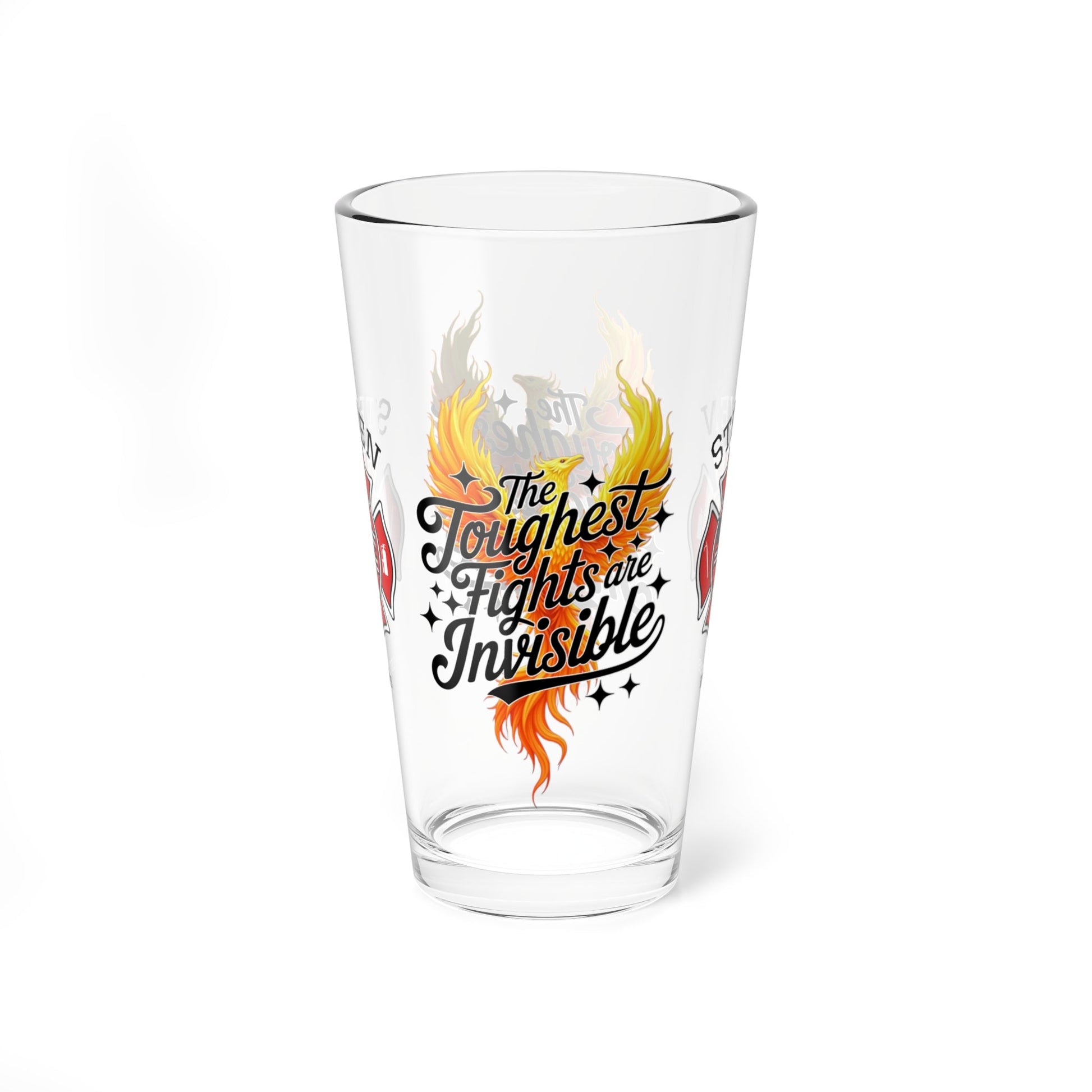 The toughest fights are invisible – firefighter pint glass raising PTSD and mental health awareness. - MySisterIsASurvivor