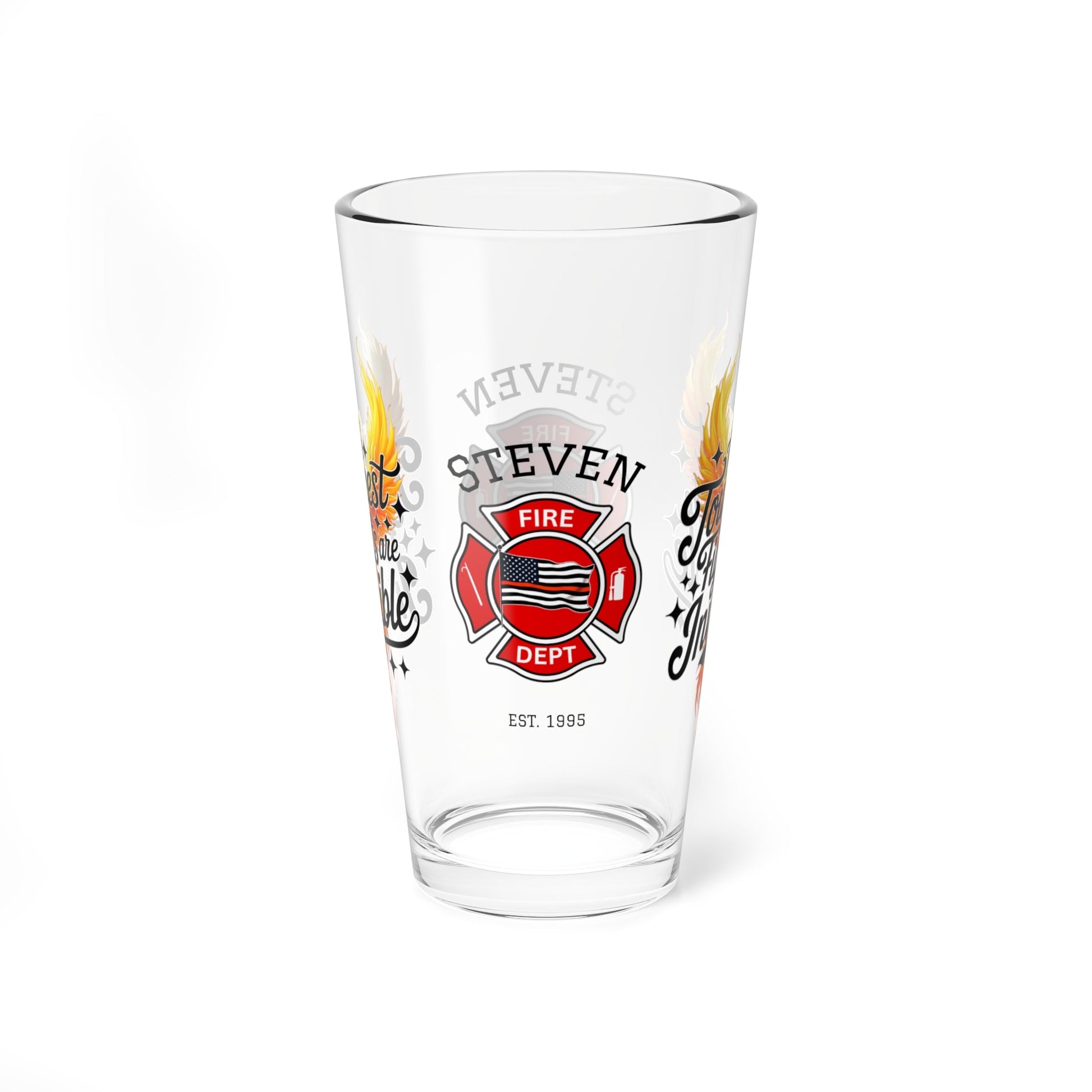 The toughest fights are invisible – firefighter pint glass raising PTSD and mental health awareness. - MySisterIsASurvivor