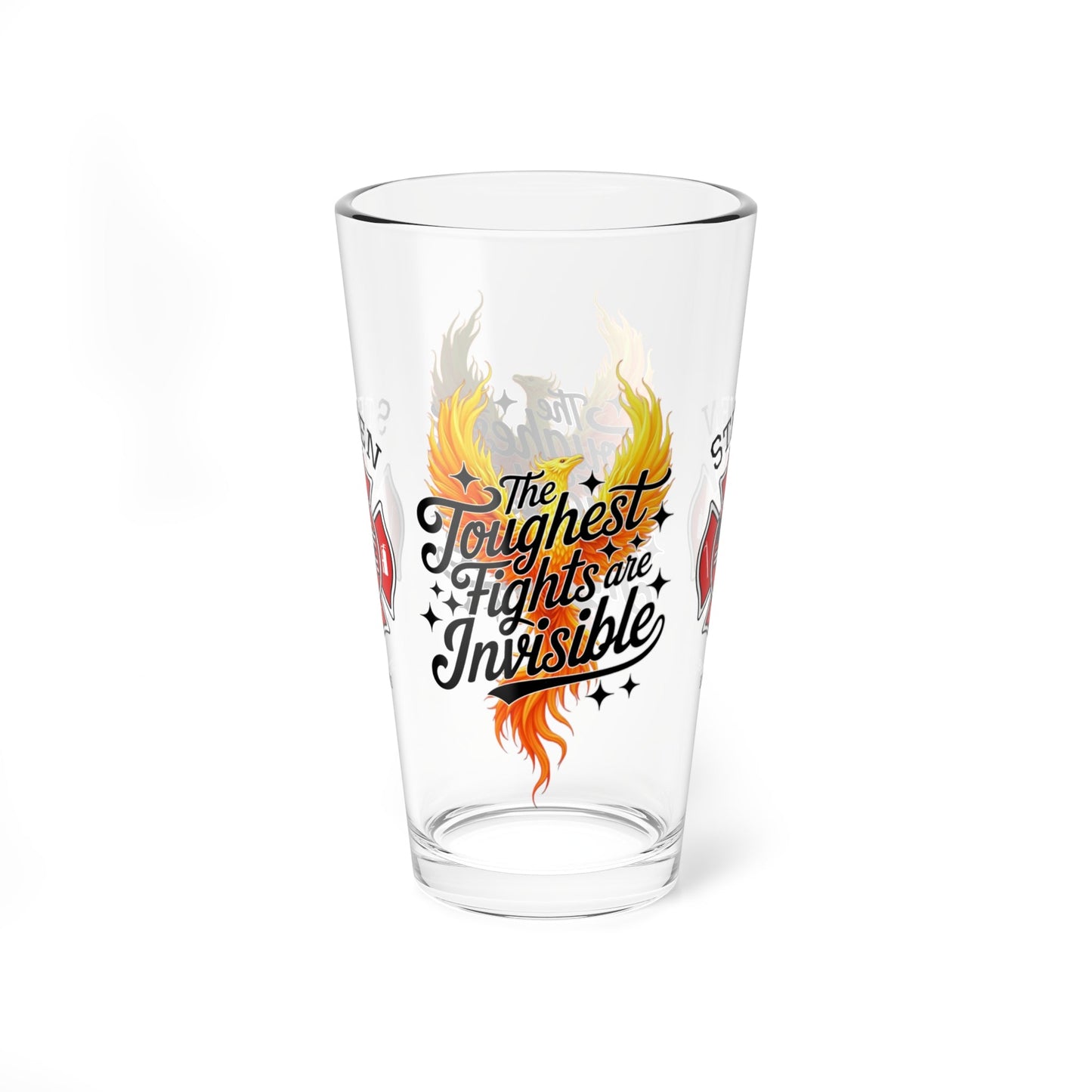 The toughest fights are invisible – firefighter pint glass raising PTSD and mental health awareness. - MySisterIsASurvivor