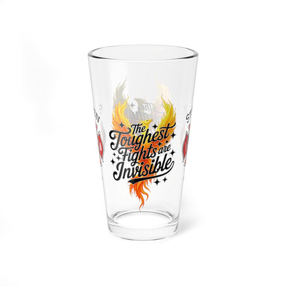 The toughest fights are invisible – firefighter pint glass raising PTSD and mental health awareness. - MySisterIsASurvivor