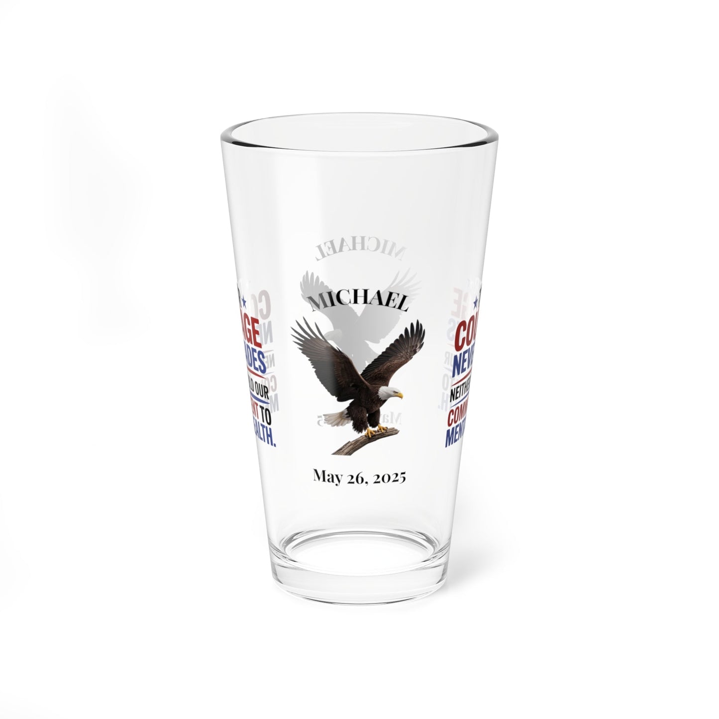 Their Courage Never Fades pint glass - Memorial Day veteran tribute glass with custom engraving