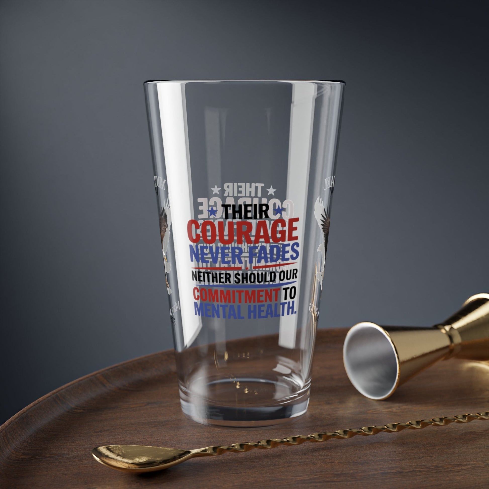 Their Courage Never Fades pint glass - Memorial Day veteran tribute glass with custom engraving
