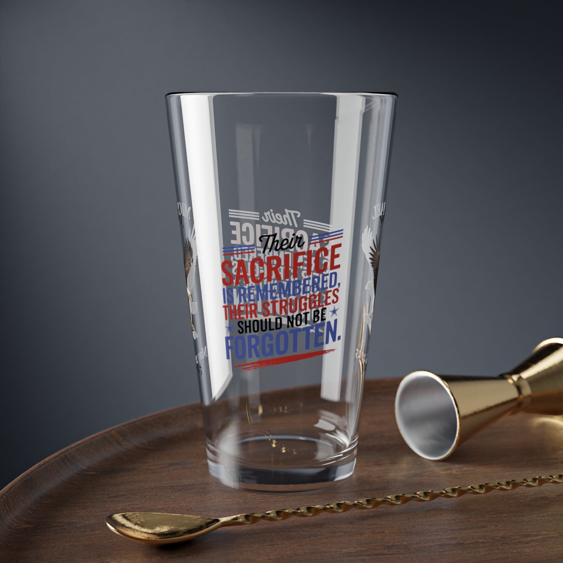 Their Sacrifice Is Remembered pint glass - personalized gift for honoring soldiers on Memorial Day