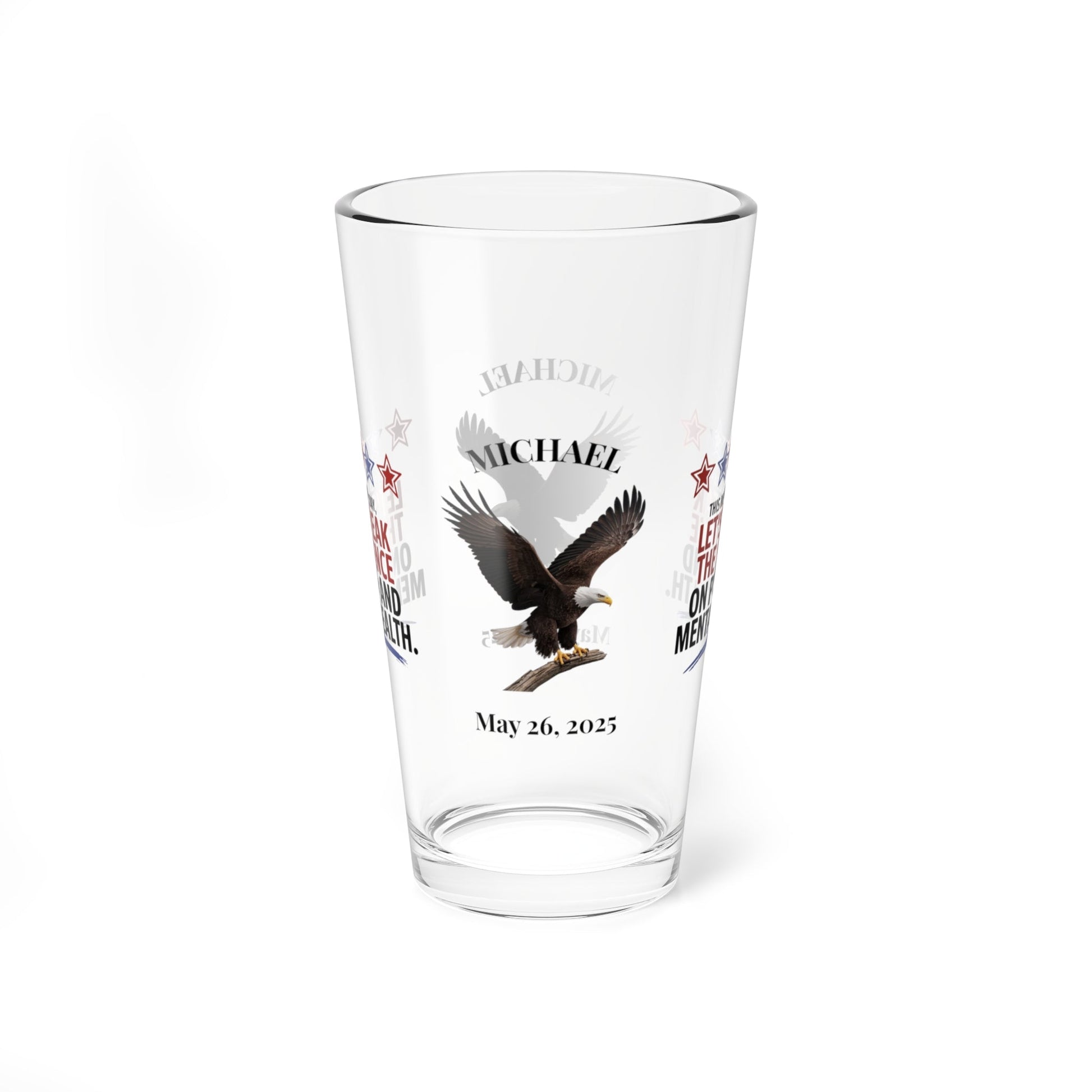 This Memorial Day, Let's Break The Silence pint glass - engraved PTSD awareness gift for healing and remembrance