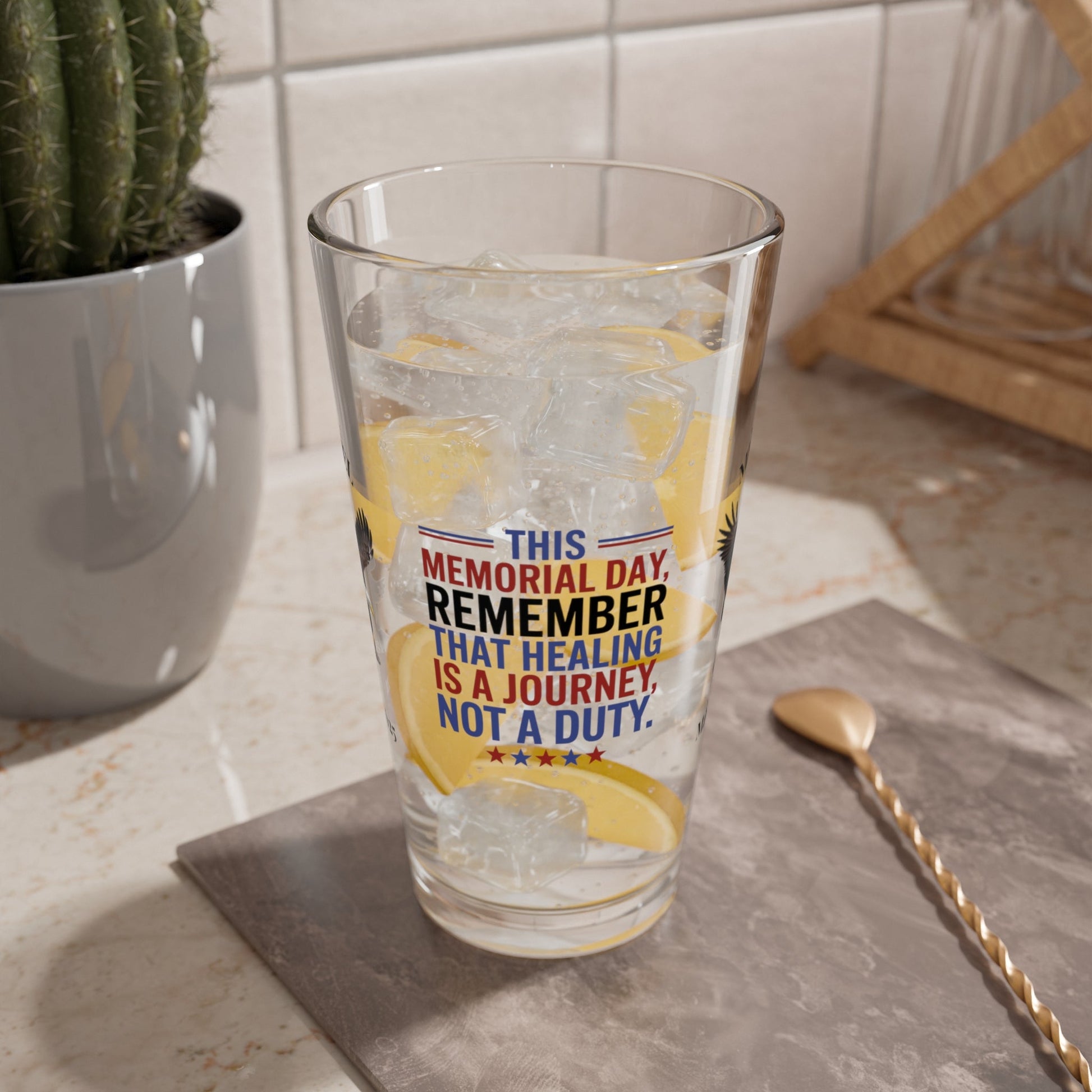 This Memorial Day, Let's Remember pint glass - personalized tribute glass for veterans and Memorial Day