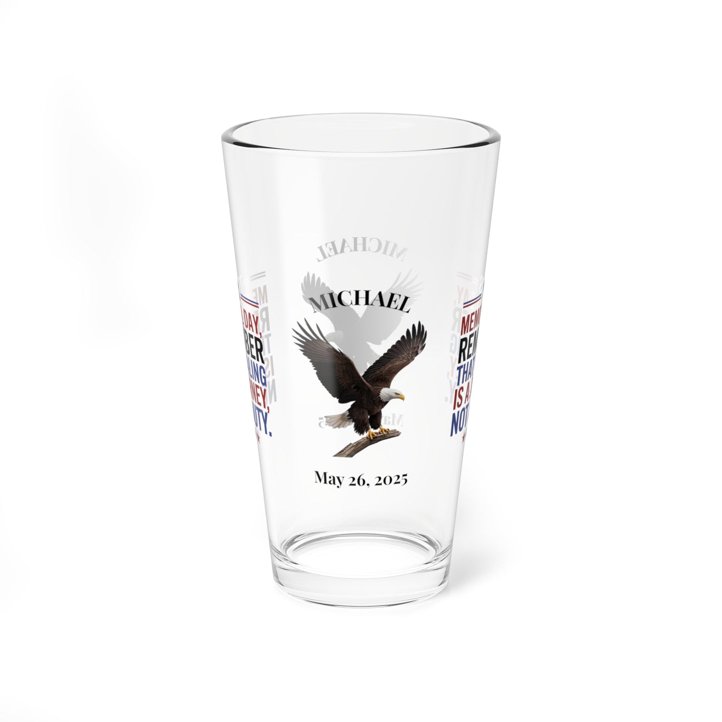 This Memorial Day, Let's Remember pint glass - personalized tribute glass for veterans and Memorial Day
