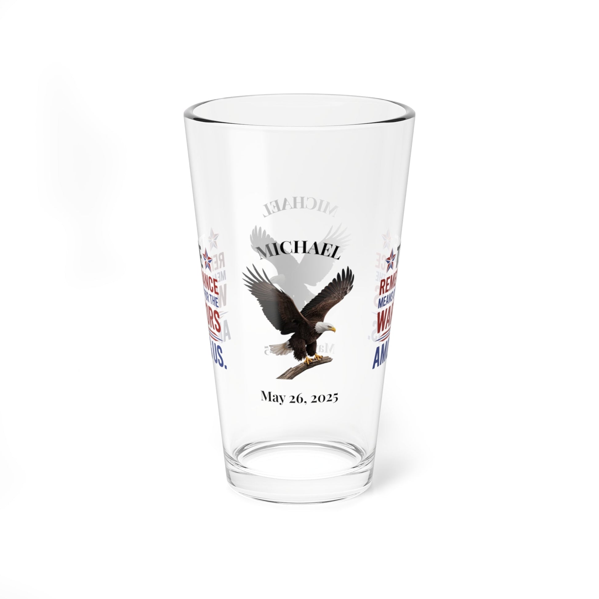 True Remembrance Means Caring pint glass - custom engraved PTSD and veteran support gift