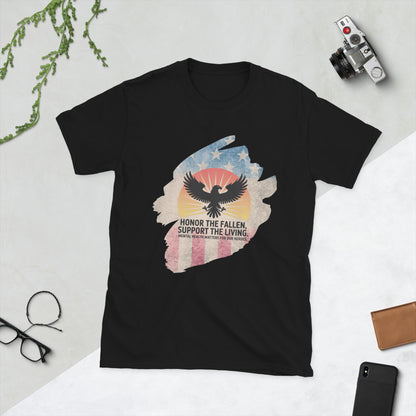 Honor The Fallen, Support The Living T-Shirt | Veteran Tribute Gift | PTSD Awareness Shirt | Memorial Day Tee | Mental Health Support Unisex Shirt