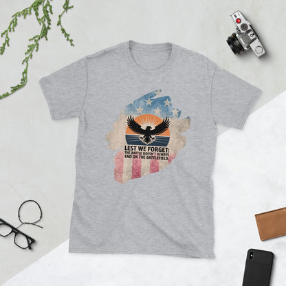 Lest We Forget T-Shirt | Veteran Tribute Gift | PTSD Awareness Shirt | Memorial Day Tee | Mental Health Support Unisex Shirt