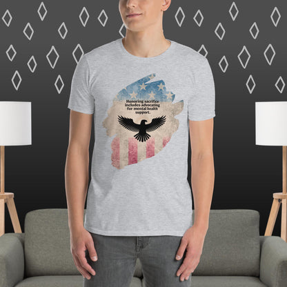 Honoring Sacrifice T-Shirt | Veteran Tribute Gift | PTSD Awareness Shirt | Memorial Day Tee | Mental Health Support Unisex Shirt