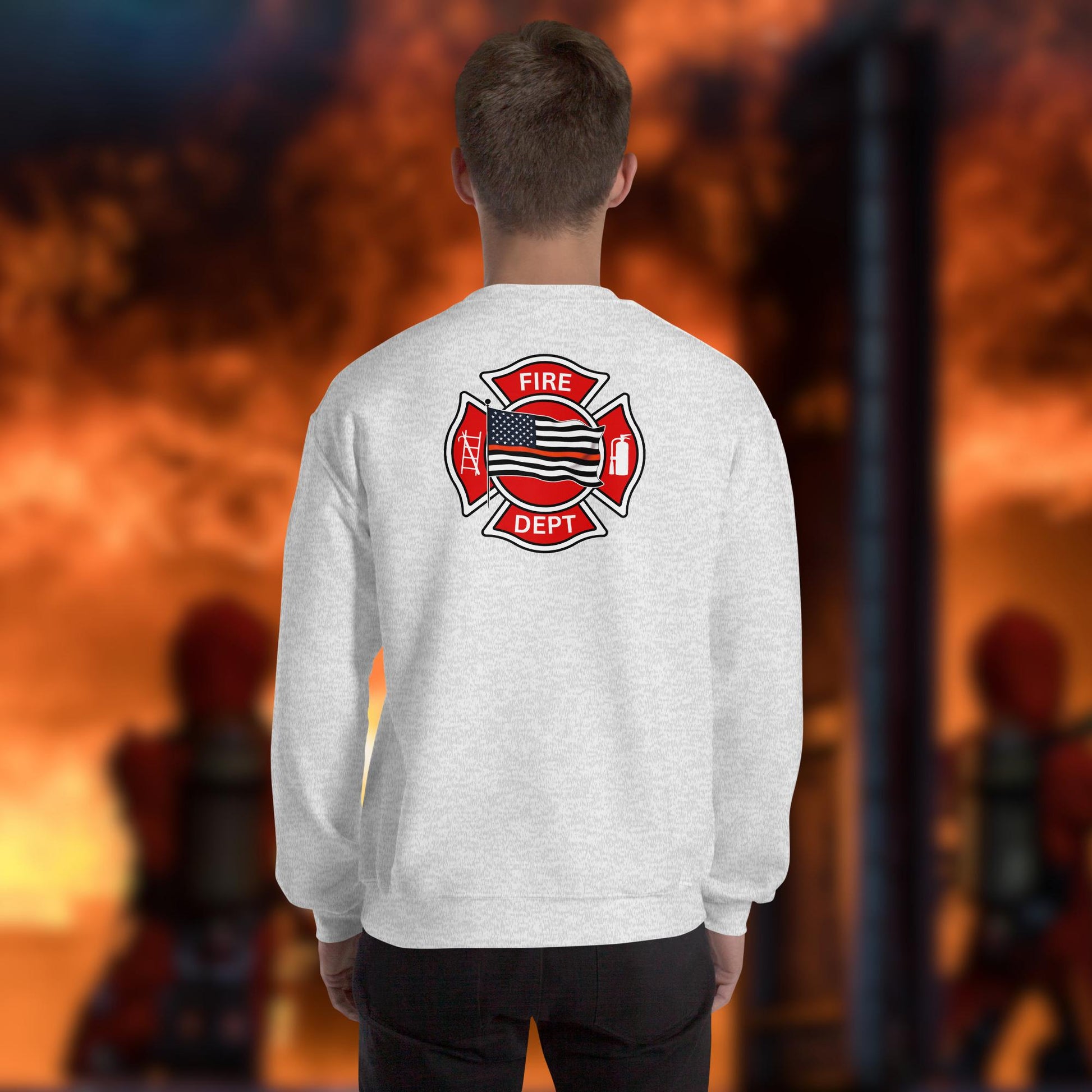 Firefighter Crew Neck Sweatshirt - First In, Not Forgotten - Firefighter Mental Health Awareness and Support